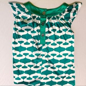 Retro Green and White Baby Doll Top